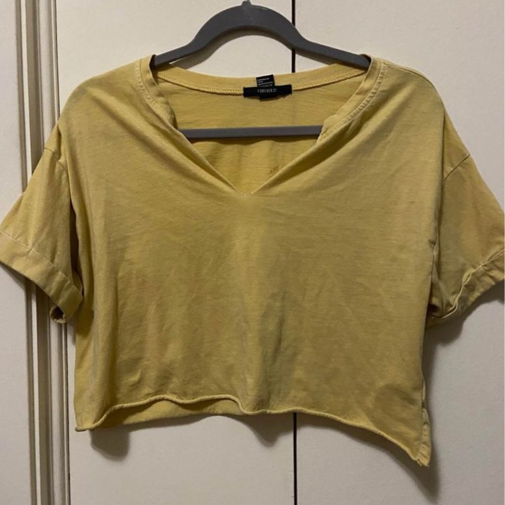 Yellow Crop Top - V Neck